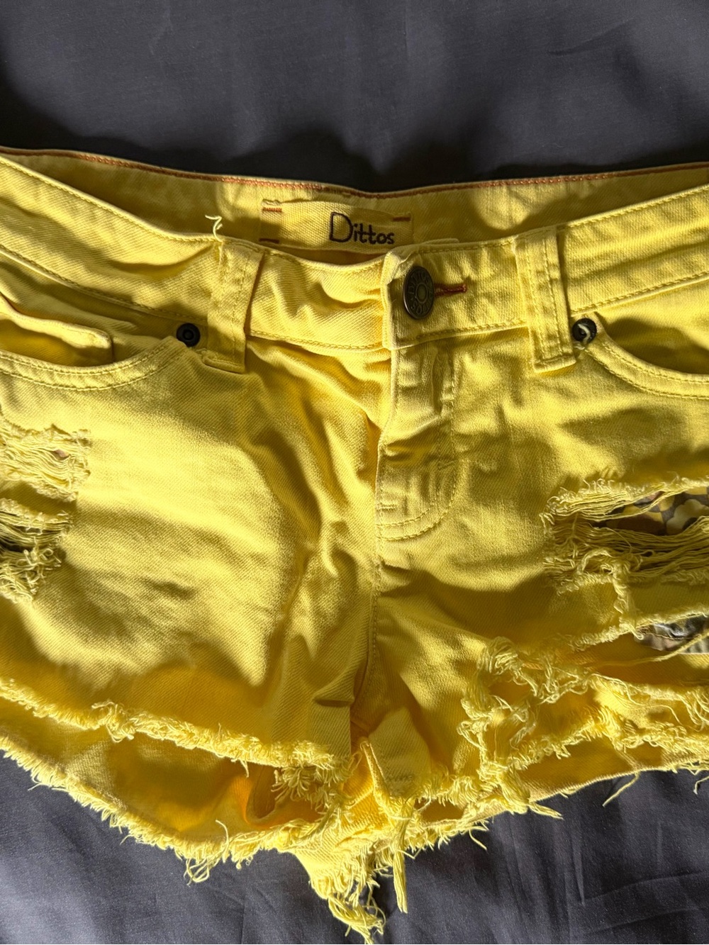 Sz 28 2 pair - Dittos Bright Yellow & Kelly Green Distressed Denim Cutoff Shorts